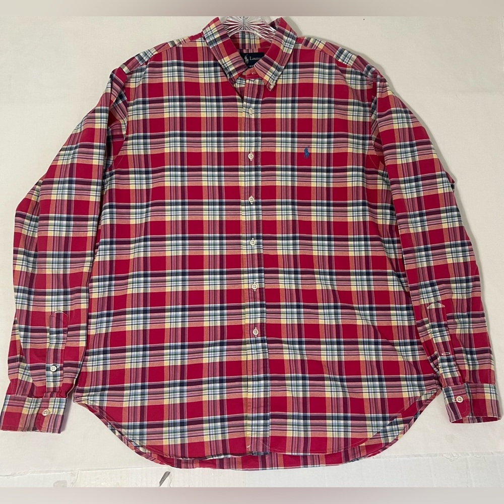 Ralph Lauren Classic Fit Plaid Button-Down Shirt XL Blue Pony Logo Preppy